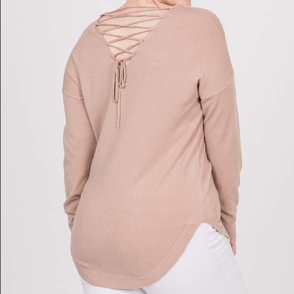 Plus size Tan Sweater Blouse - Picture 2 of 2